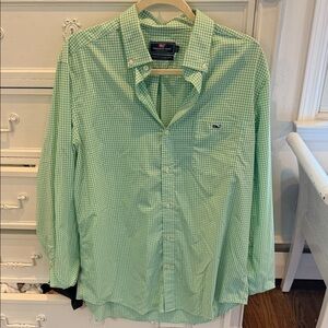 Vineyard Vines Men's Green Gingham Button-Down Shirt